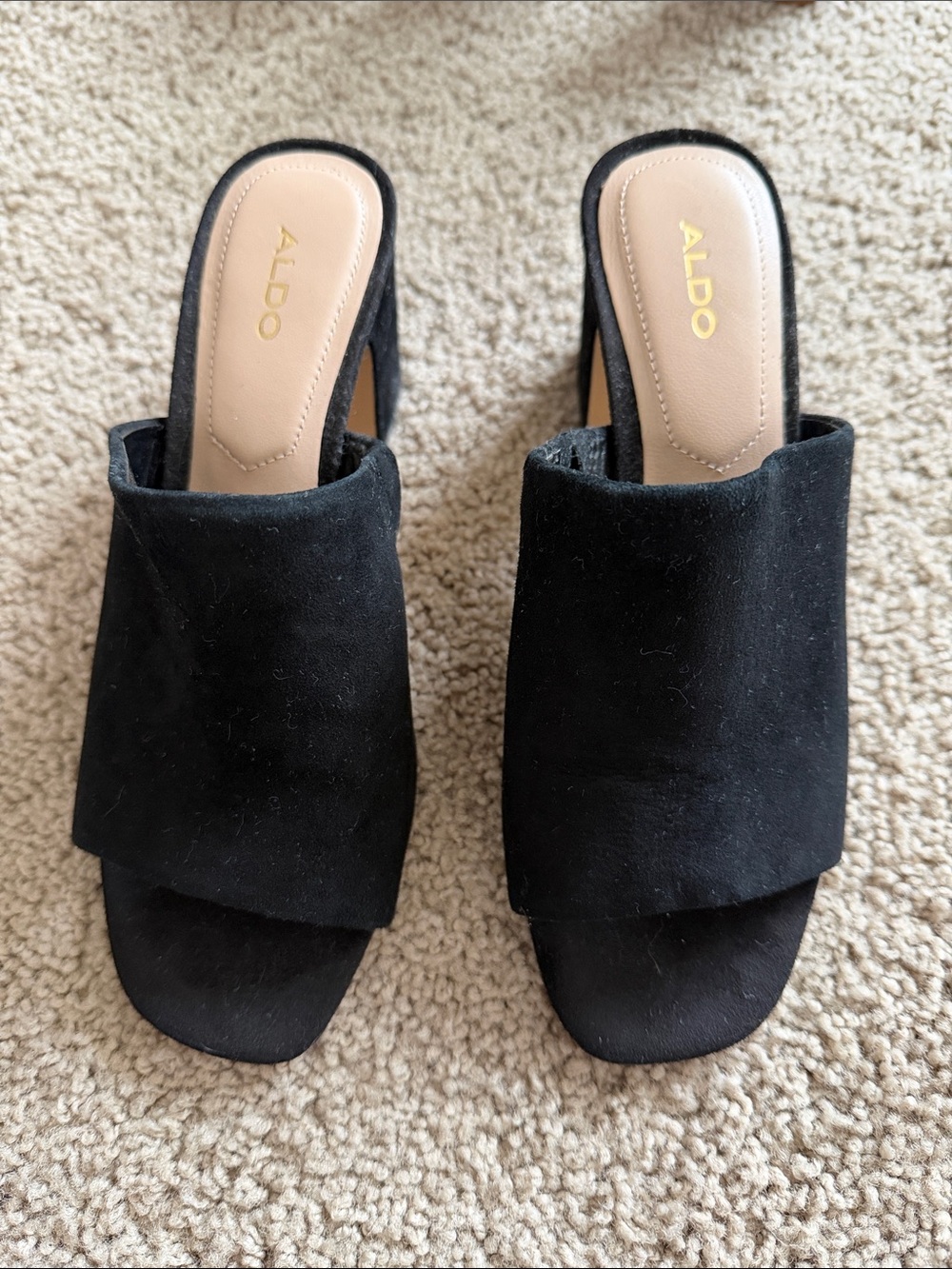 ALDO Black Suede Open-Back Mule Sandals